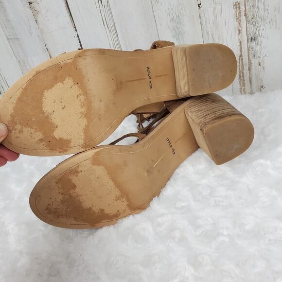 Dolce Vita Lace Block Heel Sandals Brown Size 8.5 - Picture 5 of 11